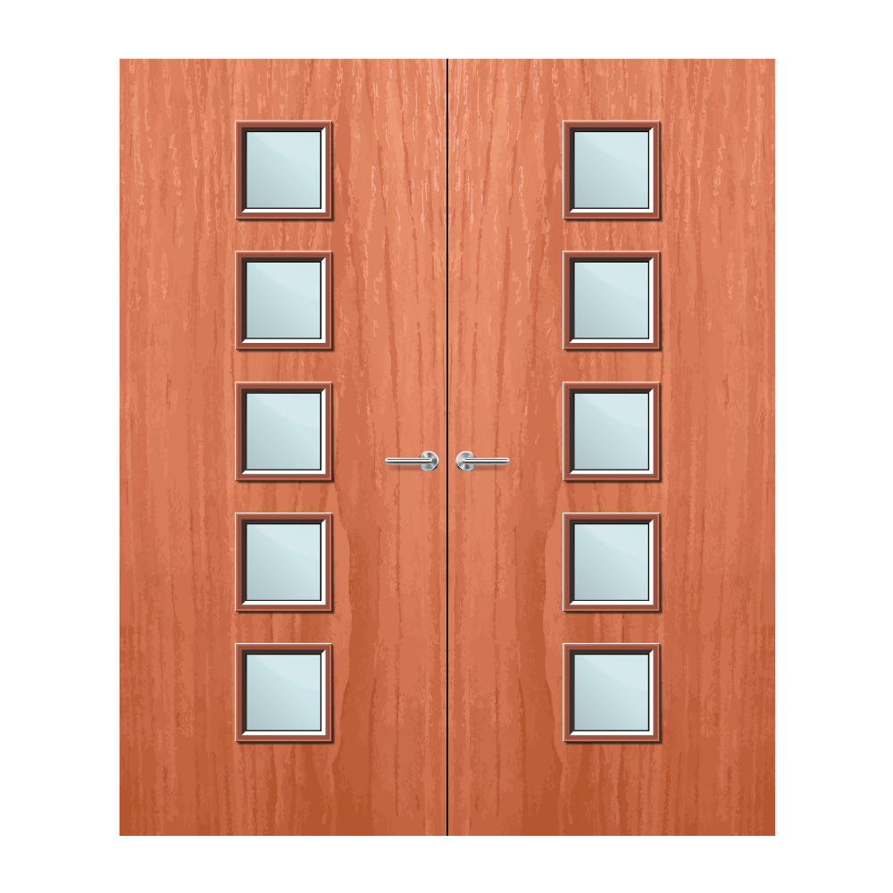 Cherry Veneer 10G Glazed Pair FD60 Internal Fire Door