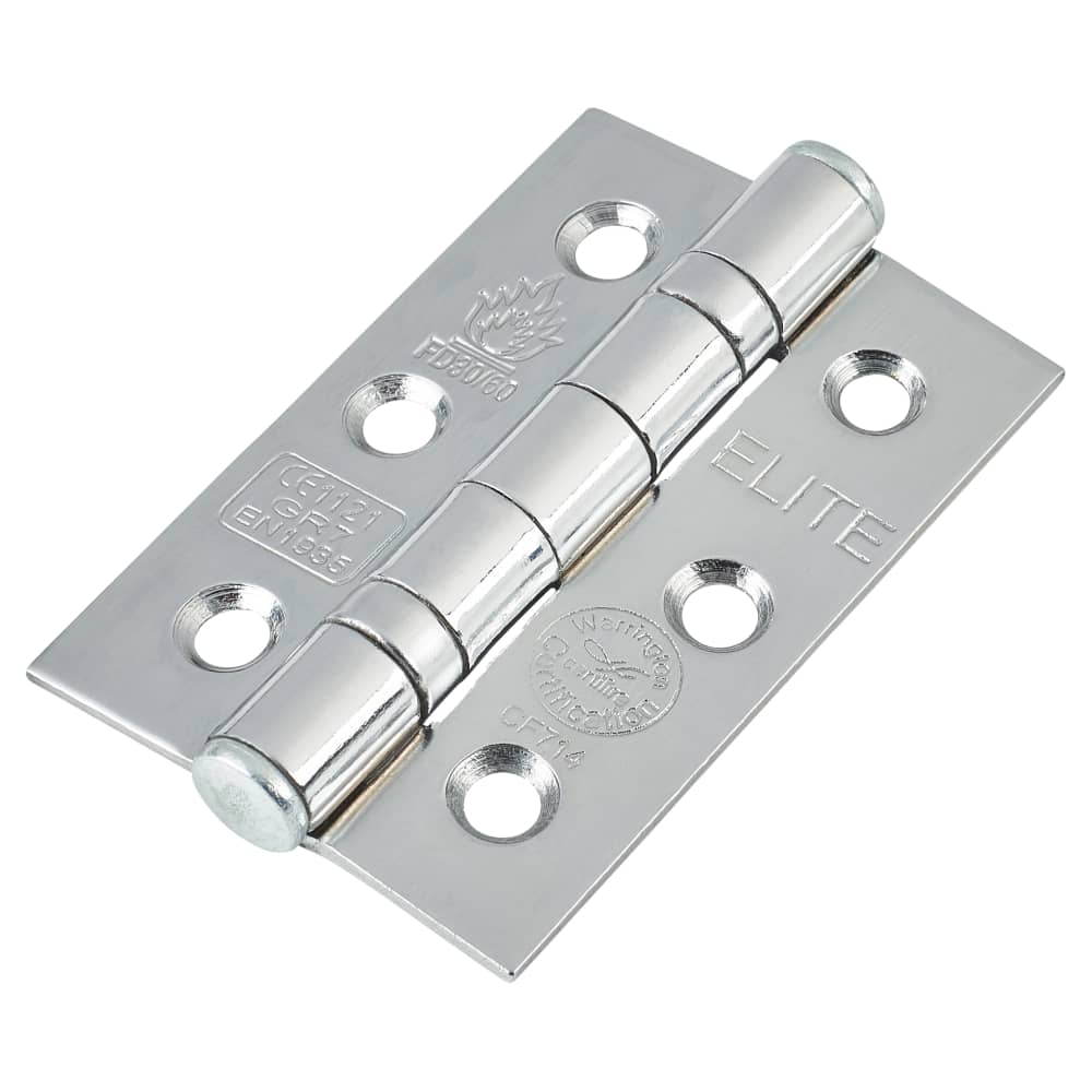 Twin Ball Bearing Fire Door Hinge Polished Chrome Pair