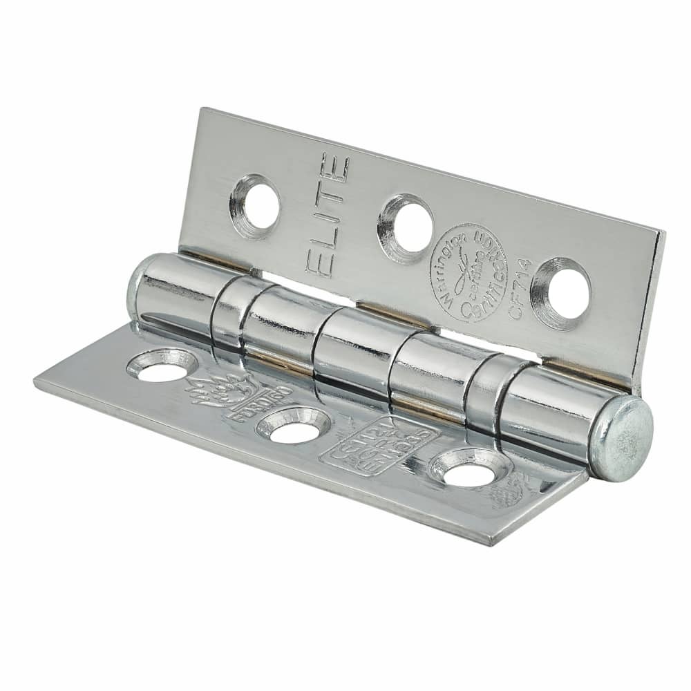 Twin Ball Bearing Fire Door Hinge Polished Chrome Pair