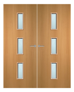 Load image into Gallery viewer, Beech Veneer 23G Glazed Pair FD60 Internal Fire Door