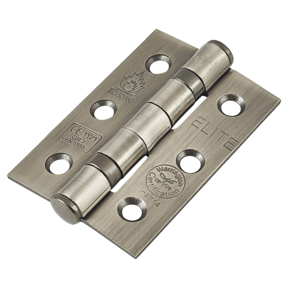 Twin Ball Bearing Fire Door Hinge Antique Brass Pair