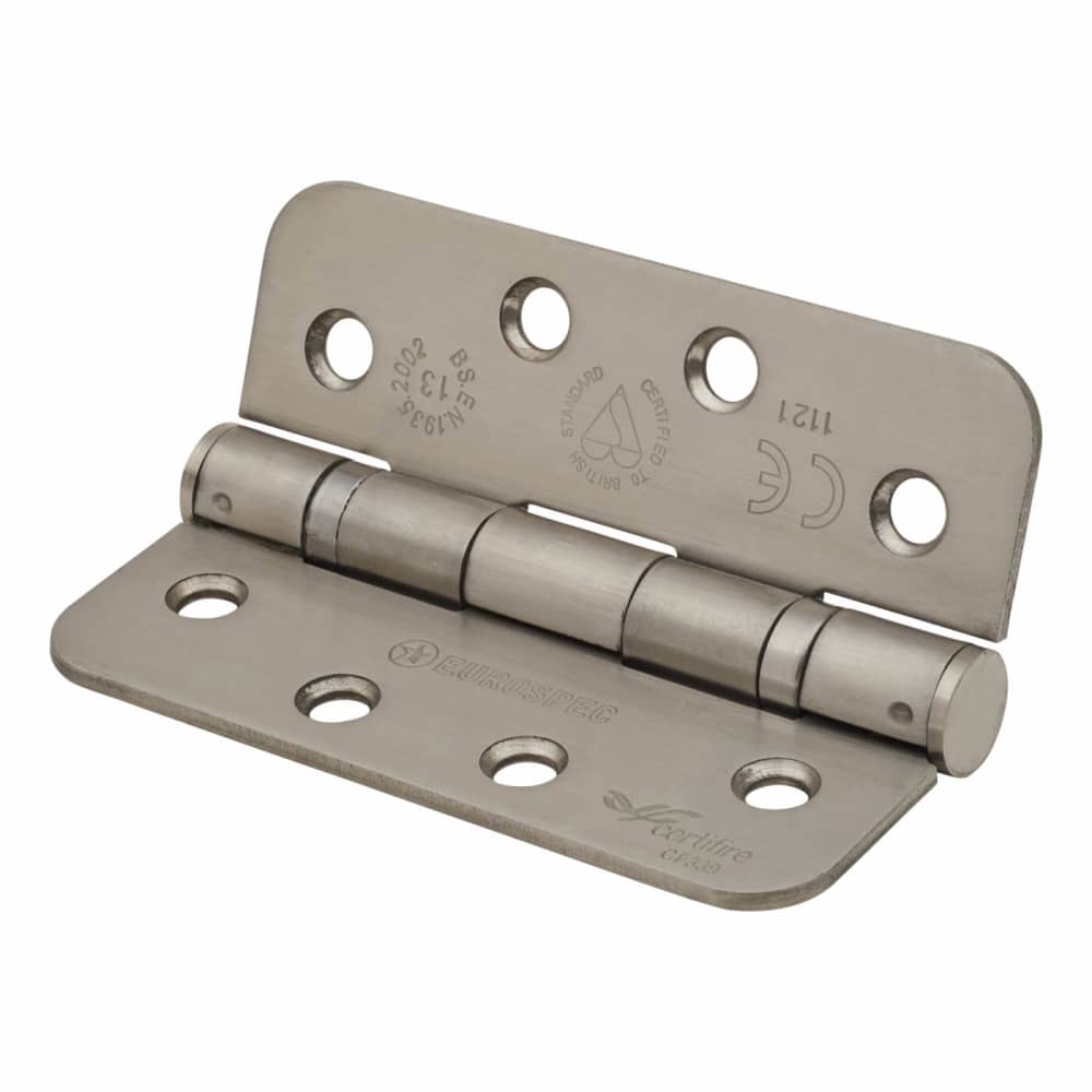 Radius Twin Ball Bearing Fire Door Hinge Satin Stainless Steel Pair