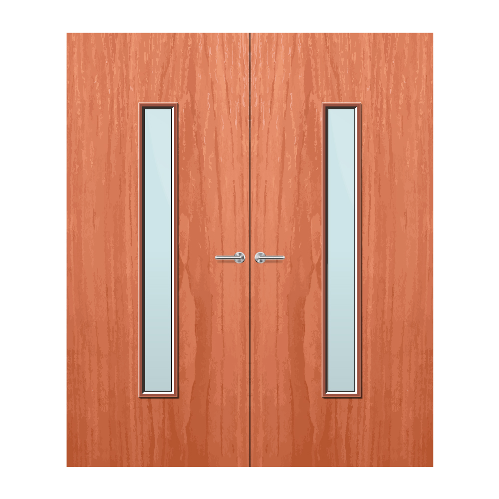 Cherry Veneer 29G Glazed Pair FD60 Internal Fire Door