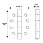 Load image into Gallery viewer, AR8180 Twin Ball Bearing Fire Door Hinge 201 Stainless Steel Pair