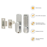 Load image into Gallery viewer, AR195 Fire Rated Mechanical Code Lock Holdback Option Satin Chrome