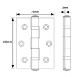 Load image into Gallery viewer, Twin Ball Bearing Fire Door Hinge Stainless Steel Pair