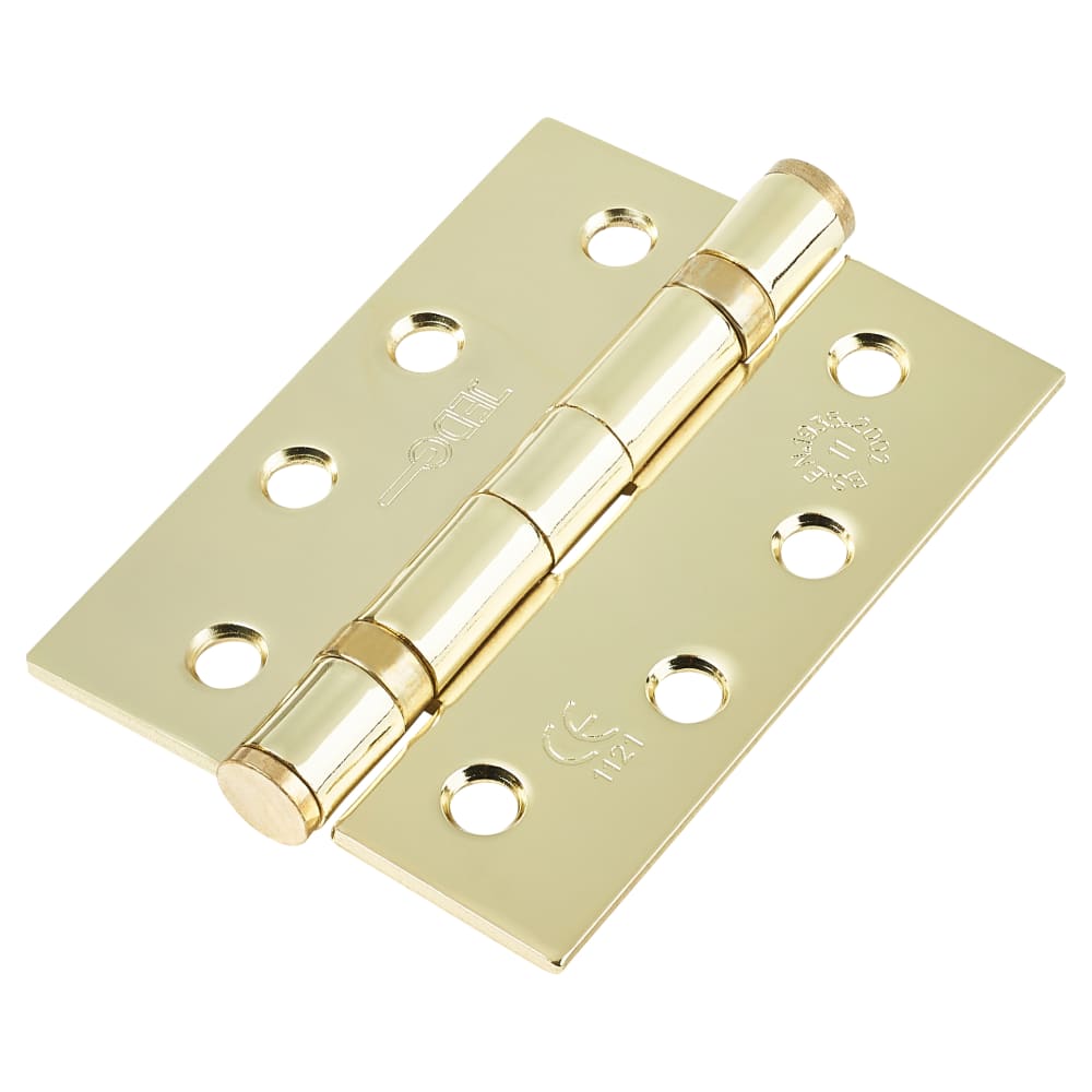 Twin Ball Bearing Fire Door Hinge Polished Brass Pair