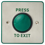 Load image into Gallery viewer, Press to Exit Green Dome Button IP65 89x89x50mm Single Pole