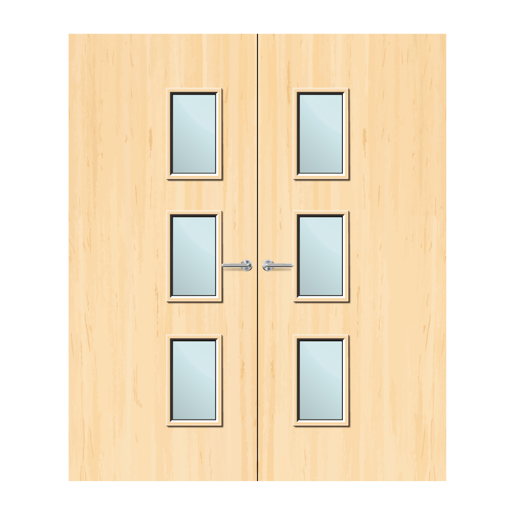 Ash Veneer 28G Glazed Pair FD60 Internal Fire Door