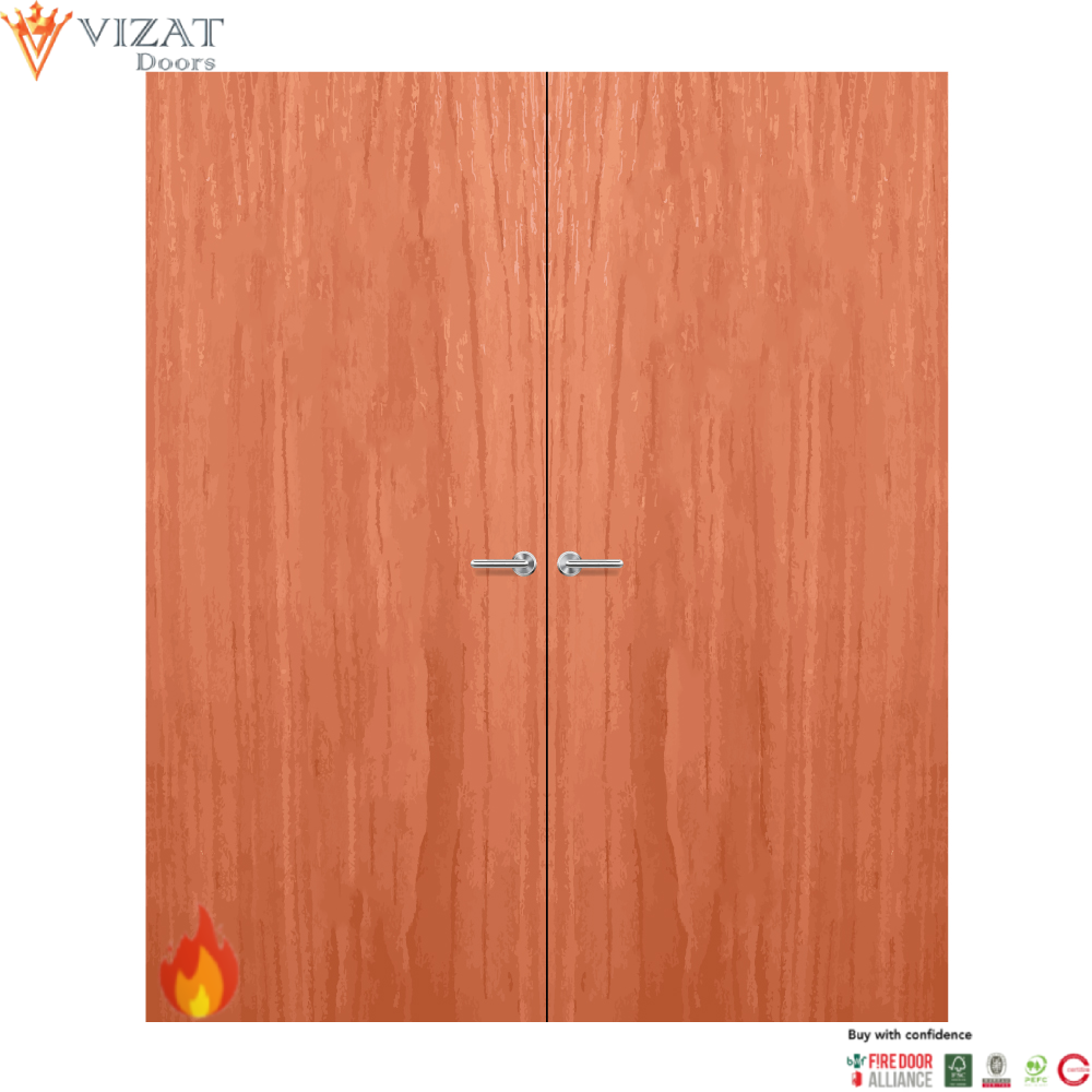 Cherry Veneer Non Glazed Pair FD60 Fire Door