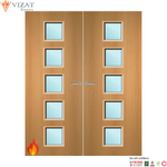 Load image into Gallery viewer, Beech Veneer 10G Glazed Pair FD60 Internal Fire Door