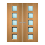 Load image into Gallery viewer, Beech Veneer 10G Glazed Pair FD60 Internal Fire Door