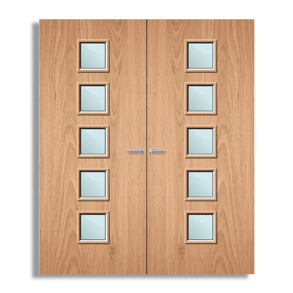 Plywood Paint Grade 10G Glazed Pair FD60 Internal Fire Door