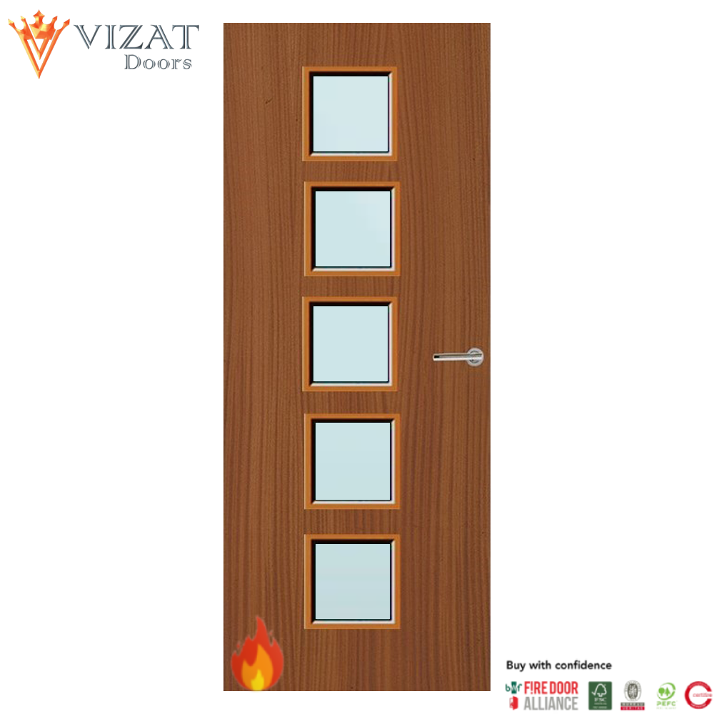 Sapele Veneer 10G Glazed FD30 Internal Fire Door