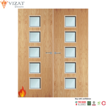 Load image into Gallery viewer, Oak Veneer 10G Glazed Pair FD60 Internal Fire Door