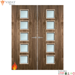 Load image into Gallery viewer, Walnut Veneer 10G Glazed Pair FD30 Internal Fire Door