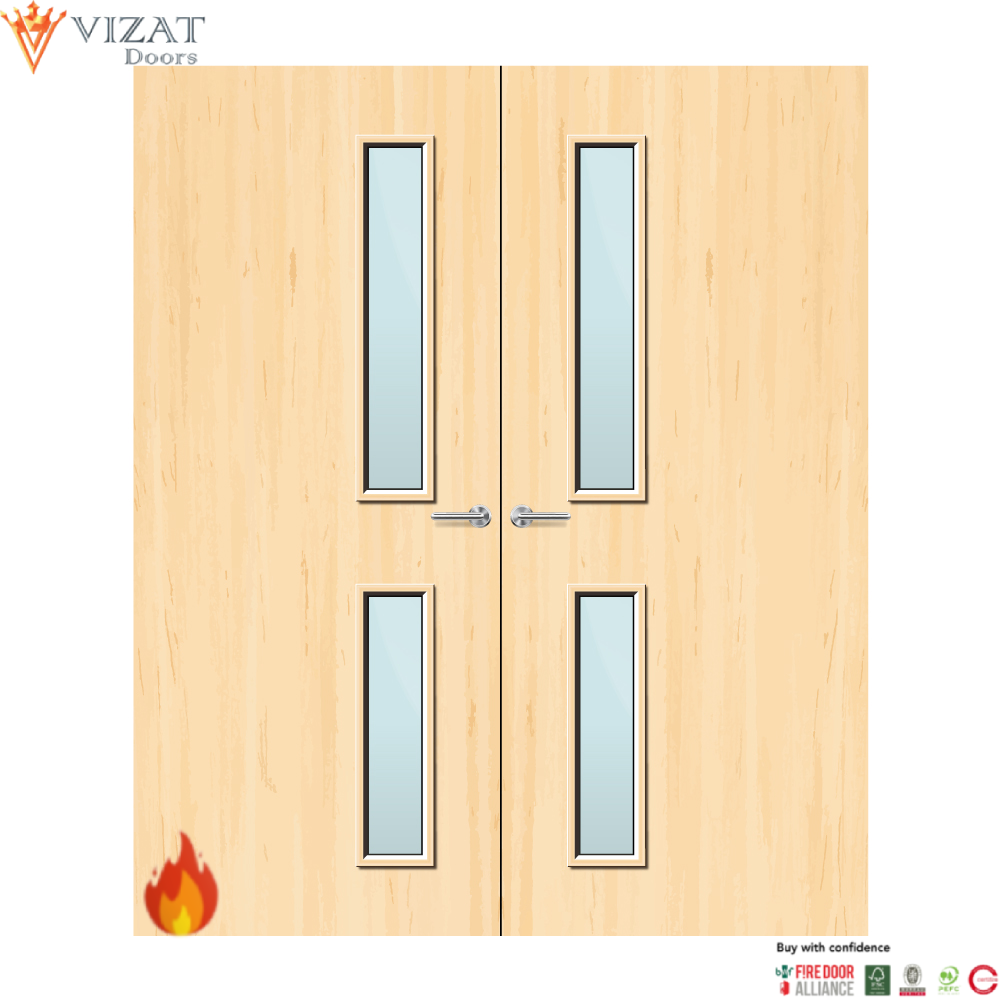 Ash Veneer 16G Glazed Pair FD30 Internal Fire Door