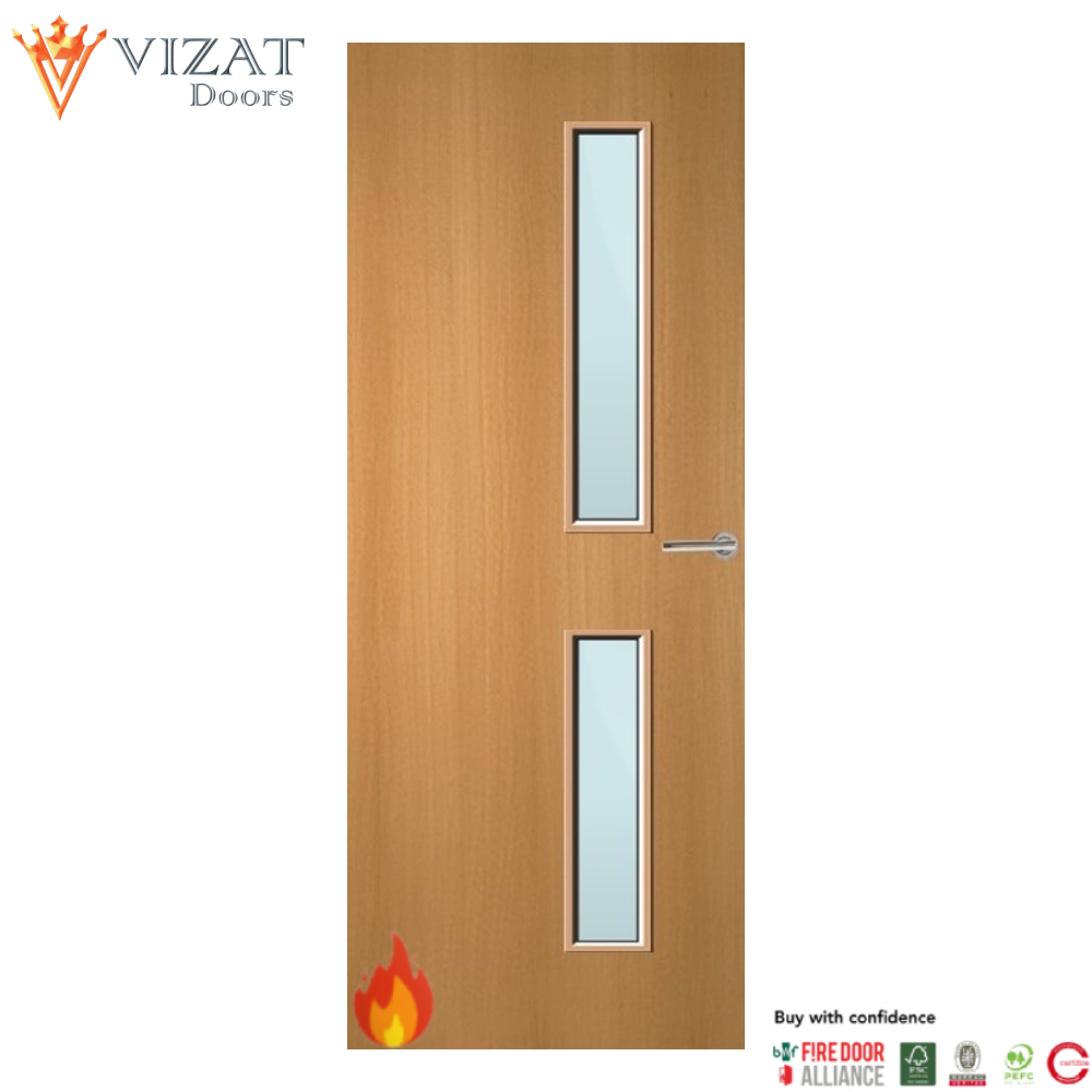Beech Veneer 16G Glazed FD30 Internal Fire Door