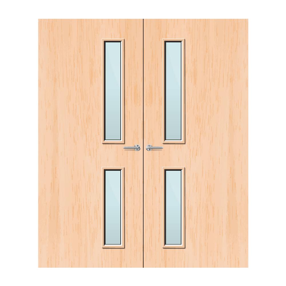 Maple Veneer 16G Glazed Pair FD60 Internal Fire Door