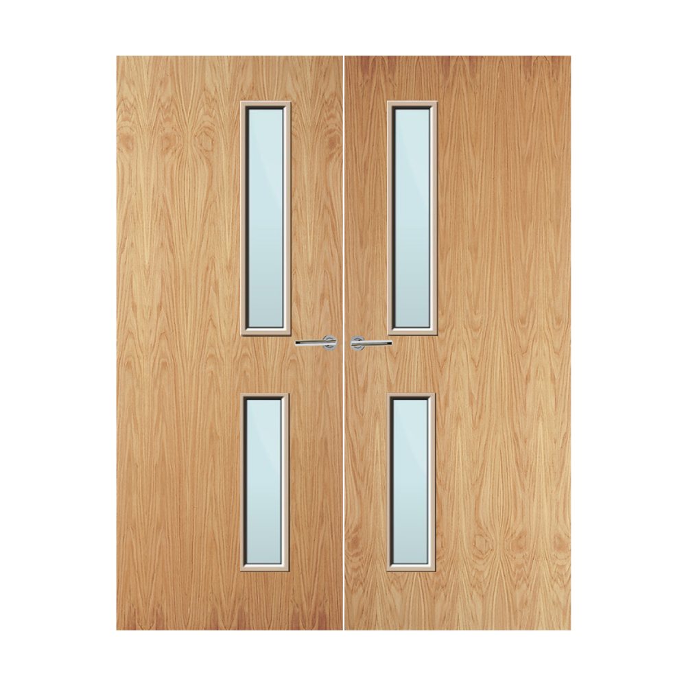 Oak Veneer 16G Glazed Pair FD60 Internal Fire Door