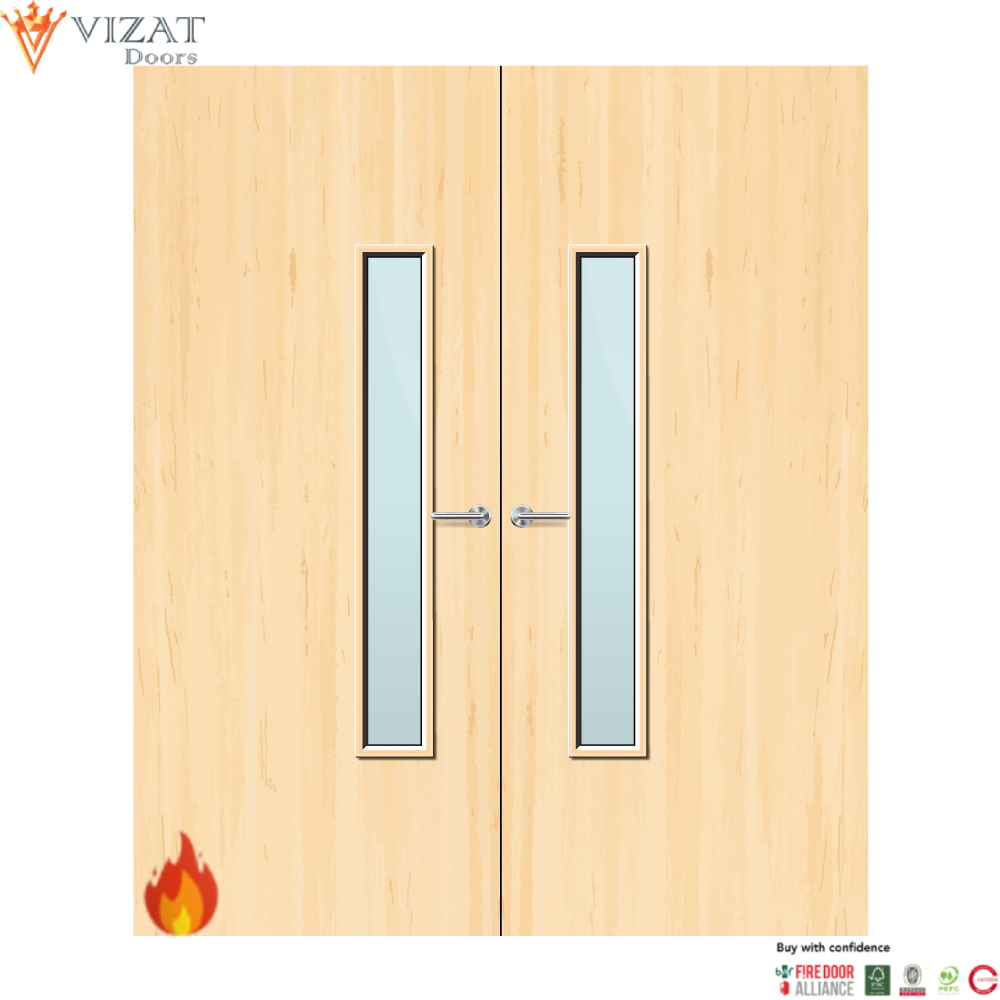 Ash Veneer 18G Glazed Pair FD30 Internal Fire Door