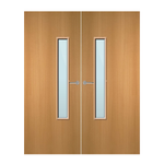 Load image into Gallery viewer, Beech Veneer 18G Glazed Pair FD30 Internal Fire Door