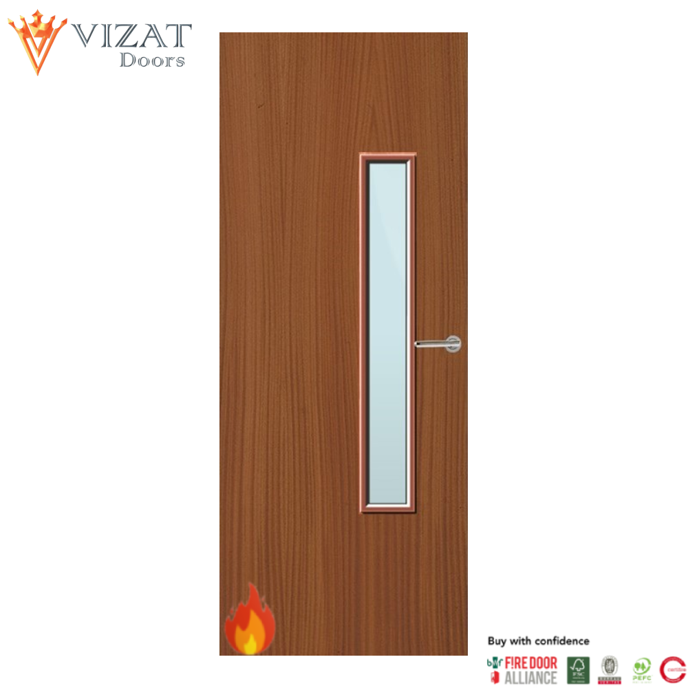 Sapele Veneer 18G Glazed FD60 Internal Fire Door