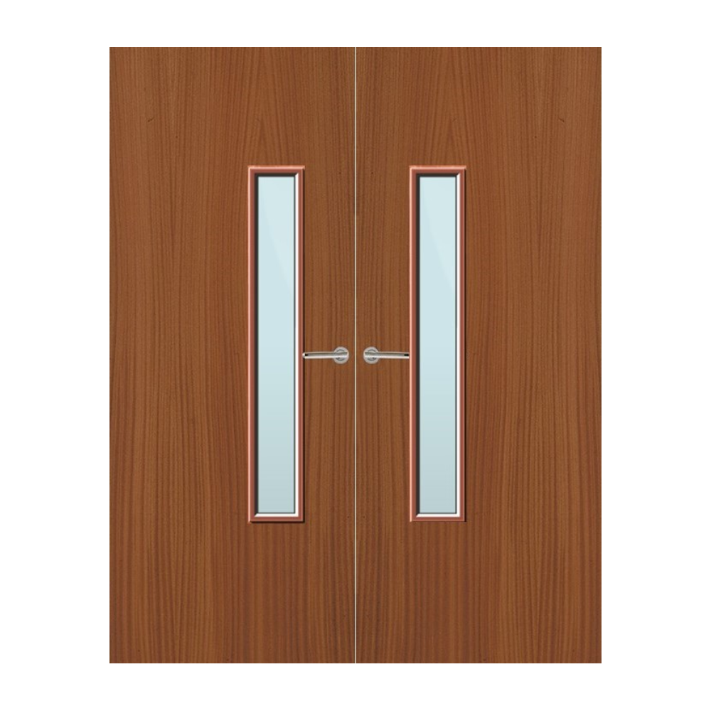 Sapele Veneer 18G Glazed Pair FD60 Internal Fire Door