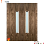 Load image into Gallery viewer, Walnut Veneer 18G Glazed Pair FD60 Internal Fire Door