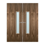 Load image into Gallery viewer, Walnut Veneer 18G Glazed Pair FD60 Internal Fire Door