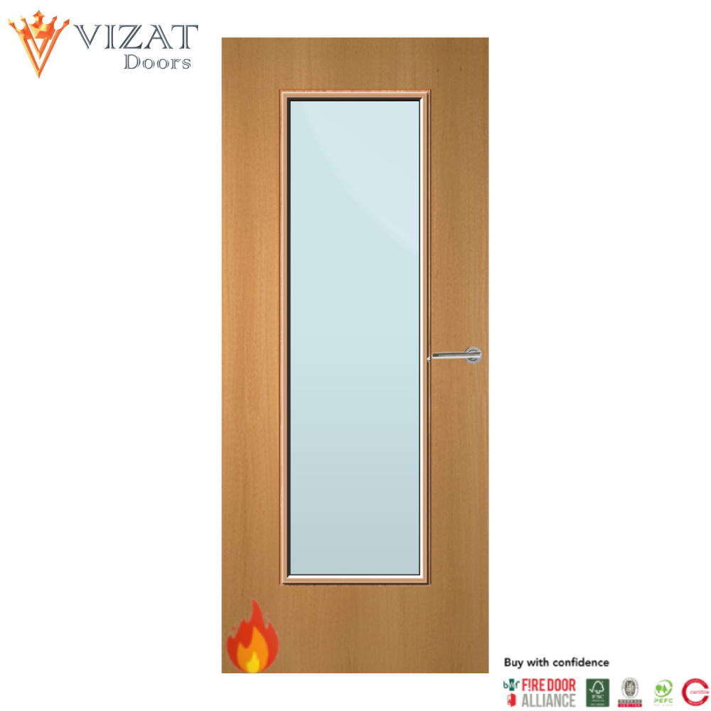 Beech Veneer 19G Glazed FD60 Internal Fire Door