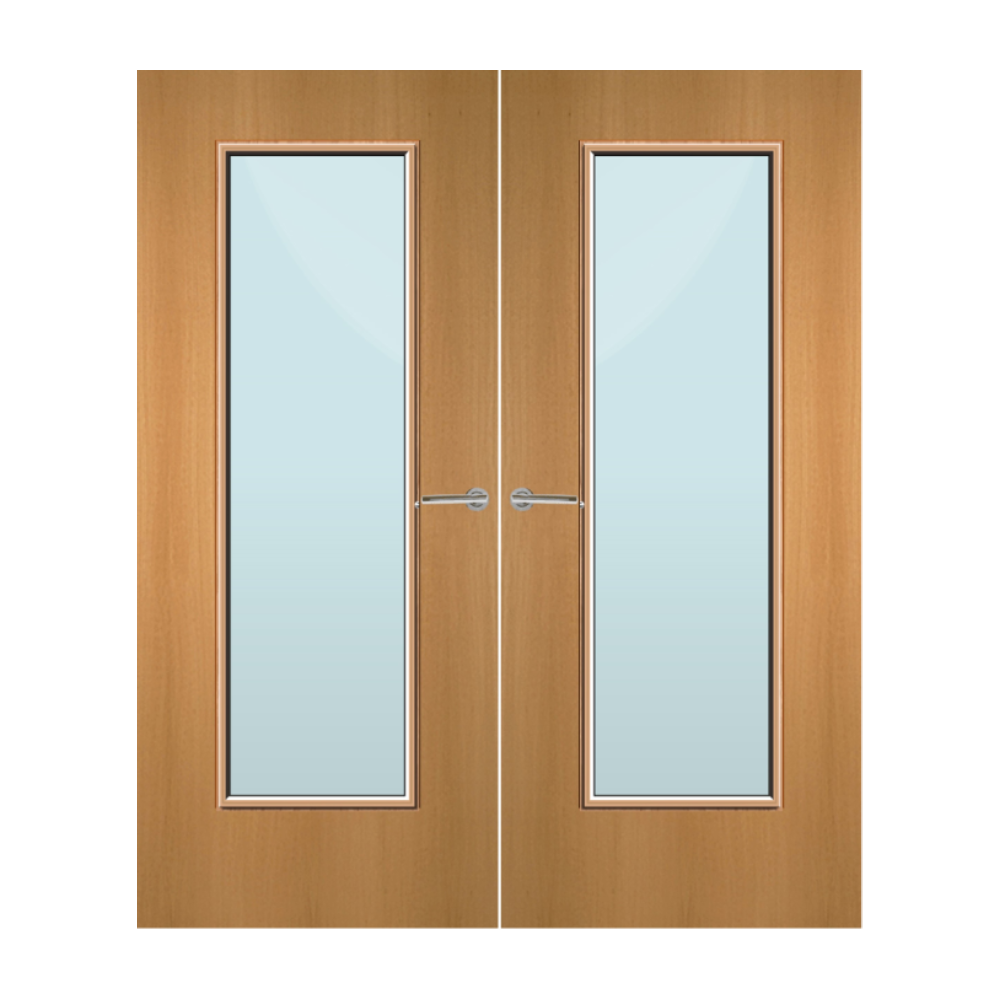 Beech Veneer 19G Glazed Pair FD30 Internal Fire Door