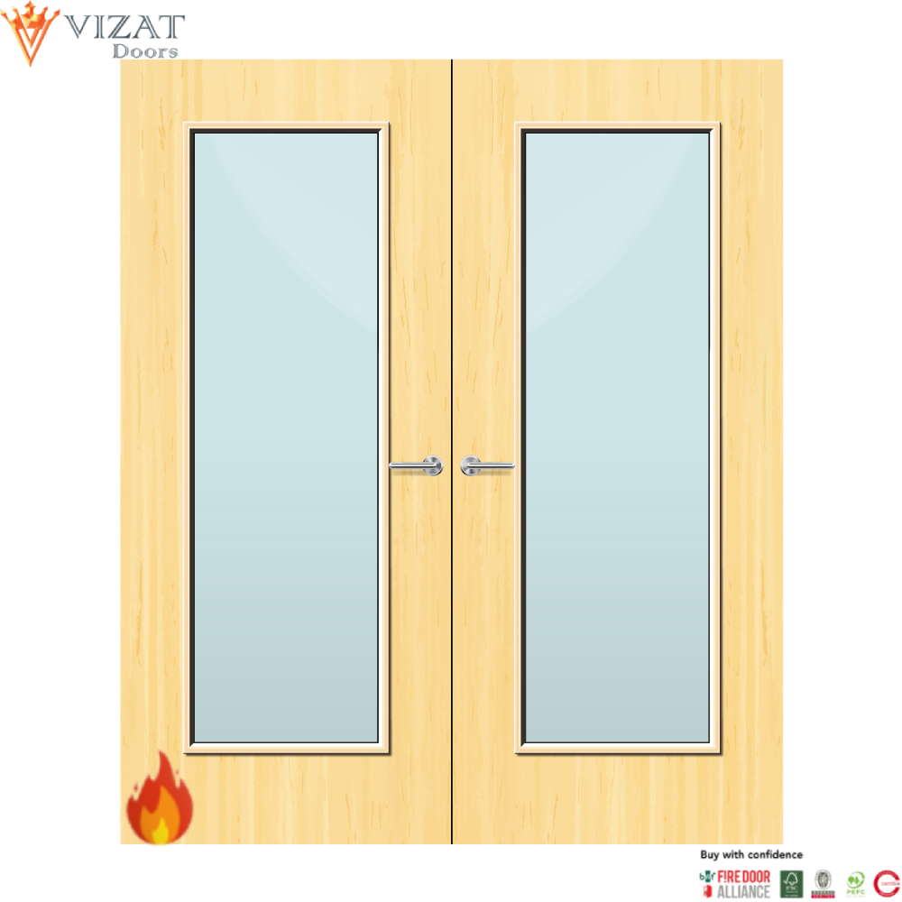Koto Veneer 19G Glazed Pair FD60 Internal Fire Door
