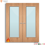 Load image into Gallery viewer, Plywood Paint Grade 19G Glazed Pair FD60 Internal Fire Door