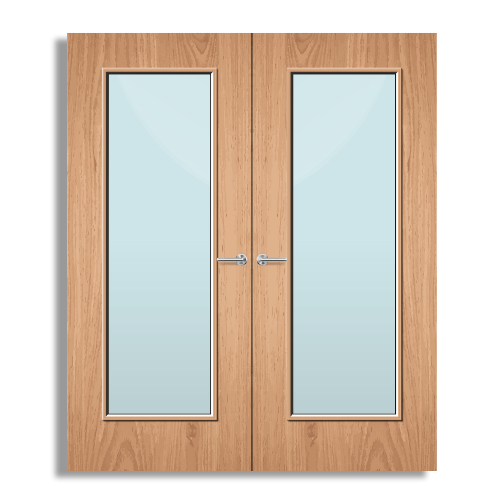 Plywood Paint Grade 19G Glazed Pair FD60 Internal Fire Door