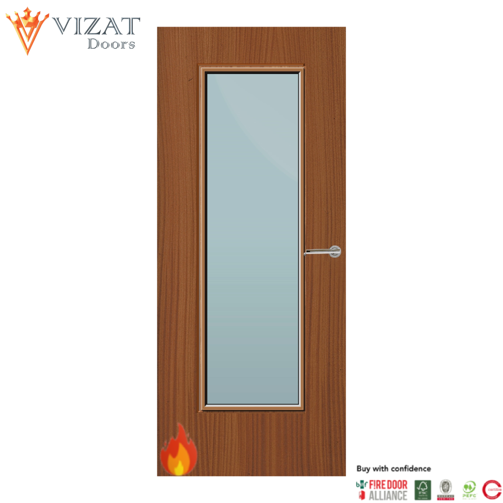 Sapele Veneer 19G Glazed FD30 Internal Fire Door