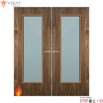 Load image into Gallery viewer, Walnut Veneer 19G Glazed Pair FD60 Internal Fire Door