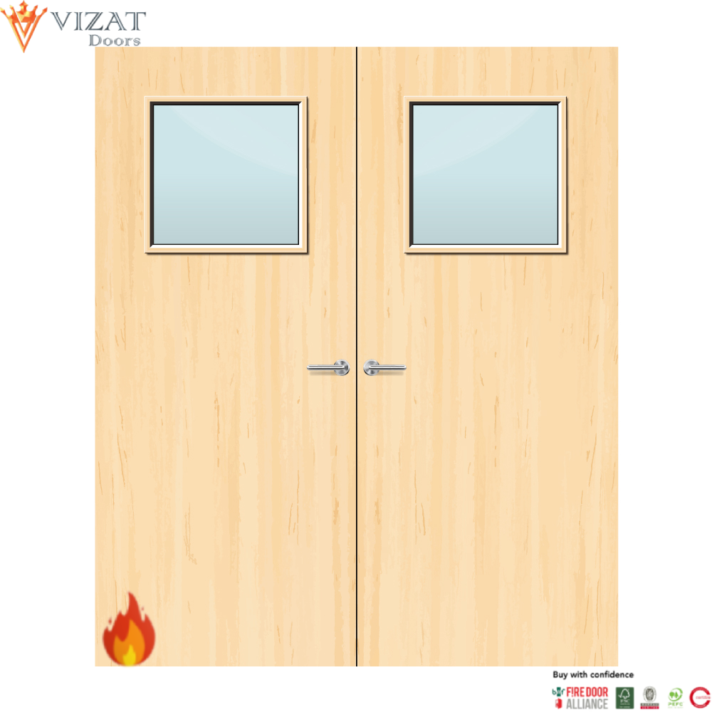 Ash Veneer 1G Glazed Pair FD60 Internal Fire Door