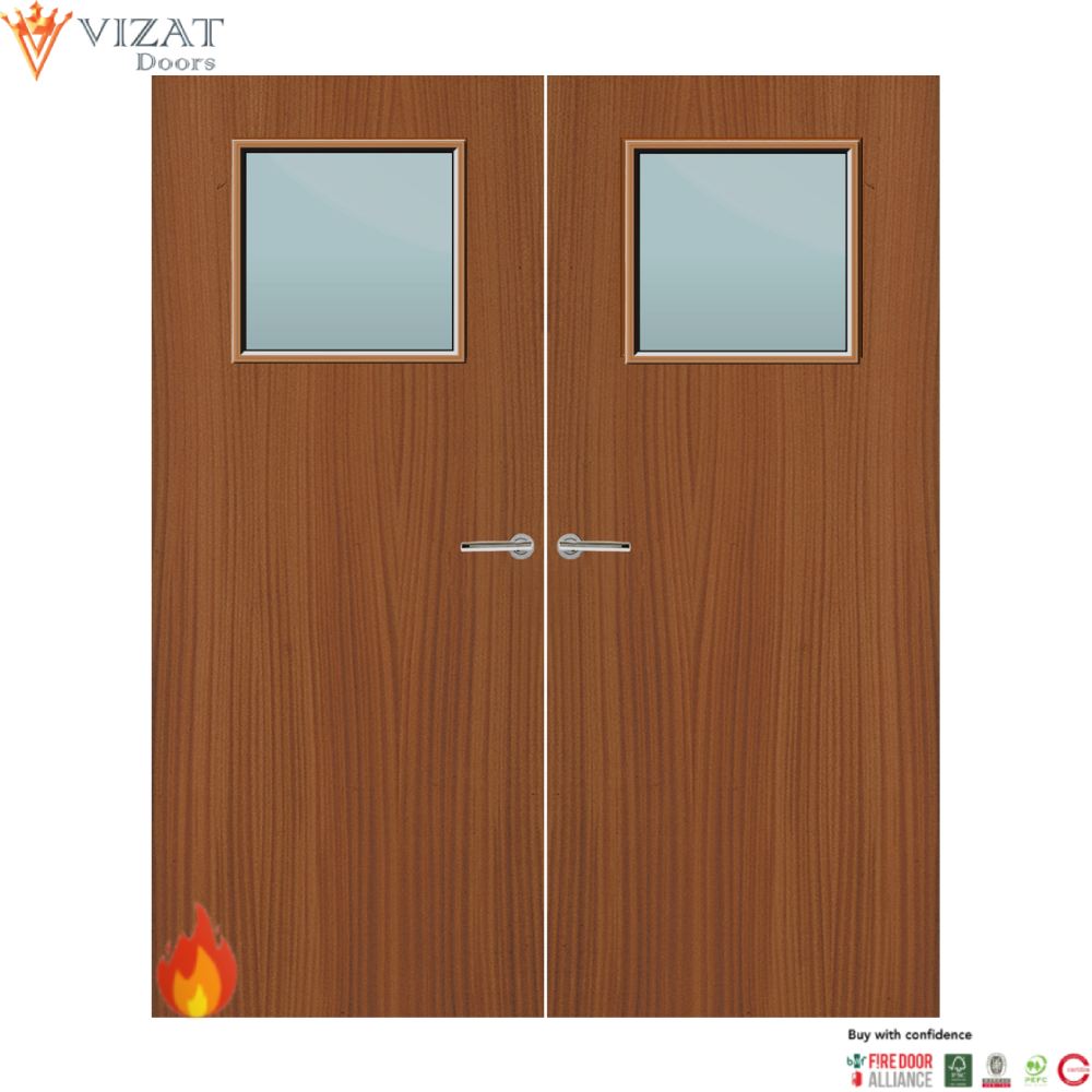 Sapele Veneer 1G Glazed Pair FD60 Internal Fire Door