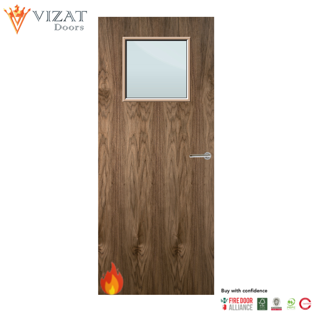 Walnut Veneer 1G Glazed FD60 Internal Fire Door