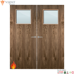 Load image into Gallery viewer, Walnut Veneer 1G Glazed Pair FD60 Internal Fire Door