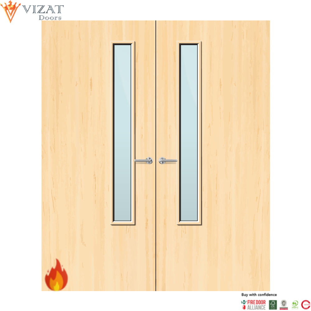 Ash Veneer 20G Glazed Pair FD30 Internal Fire Door