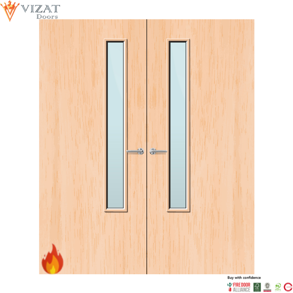 Maple Veneer 20G Glazed Pair FD30 Internal Fire Door