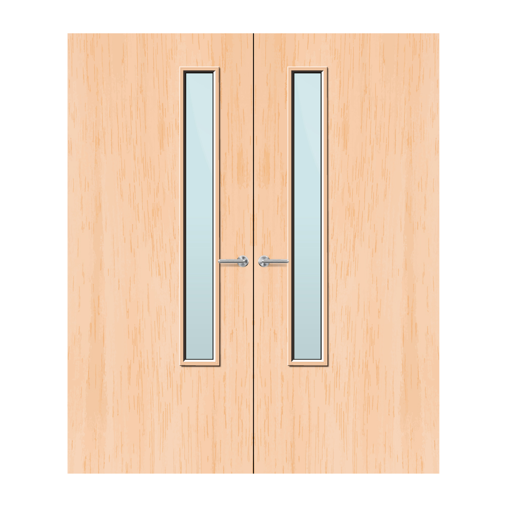 Maple Veneer 20G Glazed Pair FD30 Internal Fire Door