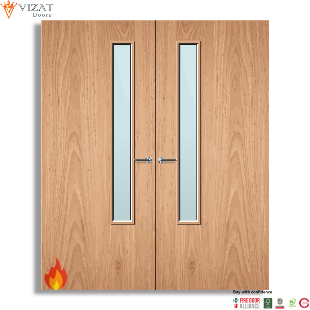 Plywood Paint Grade 20G Glazed Pair FD60 Internal Fire Door