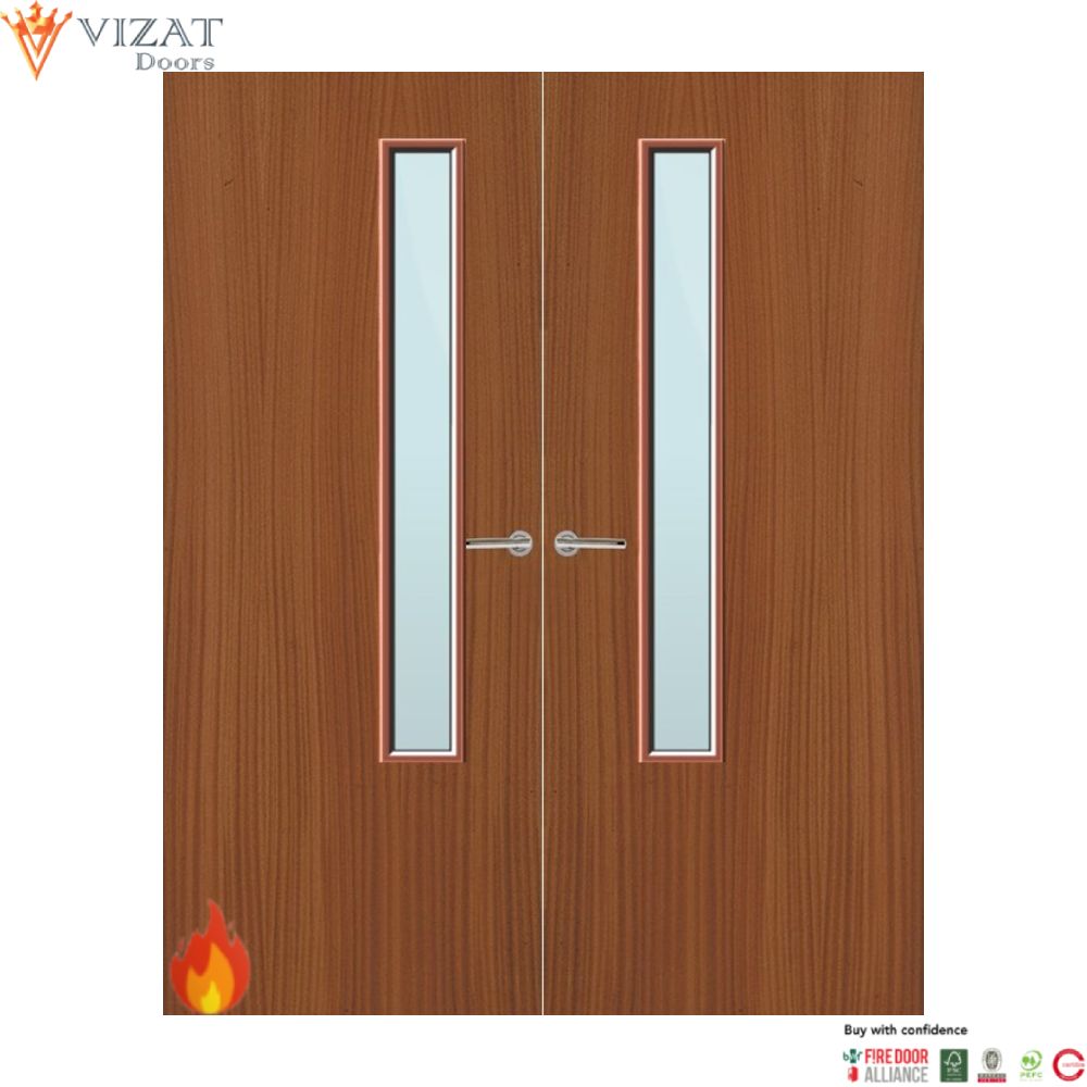 Sapele Veneer 20G Glazed Pair FD30 Internal Fire Door