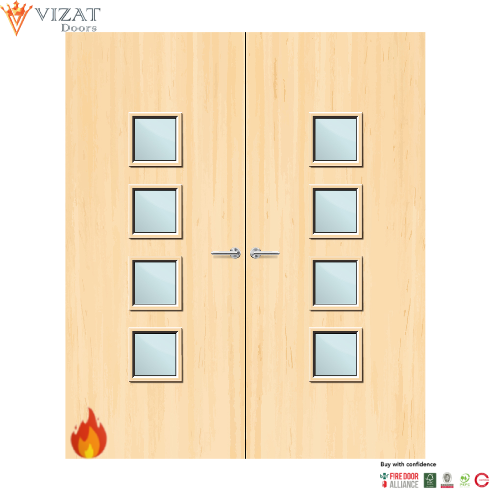 Ash Veneer 22G Glazed Pair FD60 Internal Fire Door