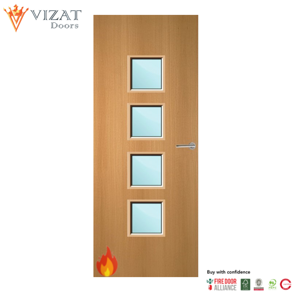 Beech Veneer 22G Glazed FD60 Internal Fire Door