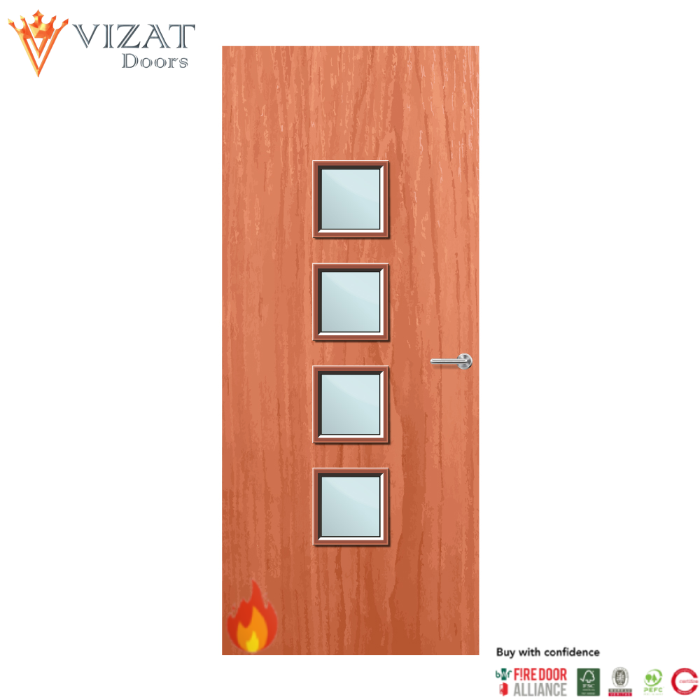 Cherry Veneer 22G Glazed FD60 Internal Fire Door