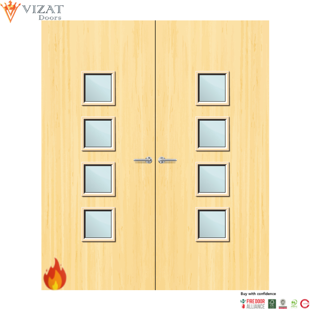 Koto Veneer 22G Glazed Pair FD60 Internal Fire Door